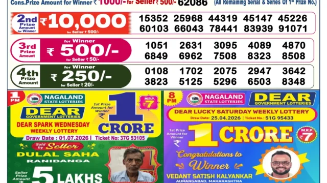 Stellar Saturday Result 04 July 2026 (6:00 PM) — 1st Prize 80A 62086