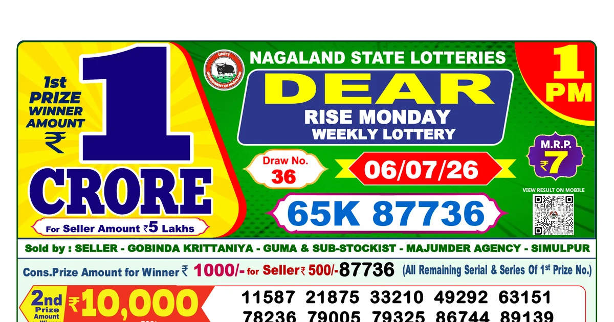 Nagaland State Today Lottery Result 1 PM 6 July 2026