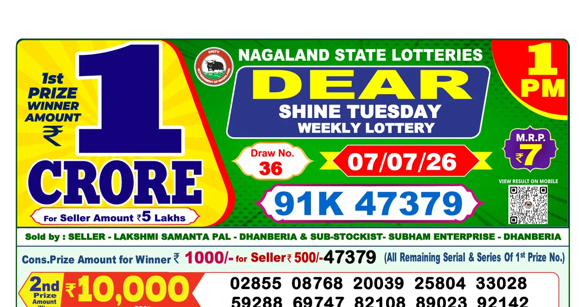 Nagaland State Today Lottery Result 1 PM 7 July 2026