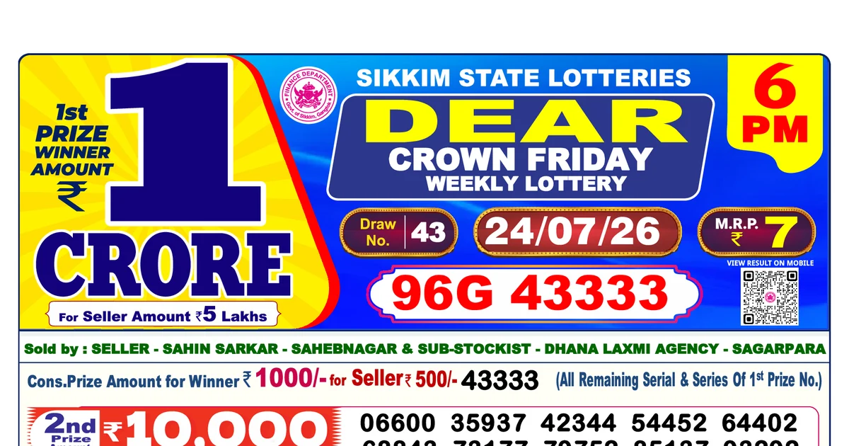 Nagaland State Today Lottery Result 6 PM 24 July 2026