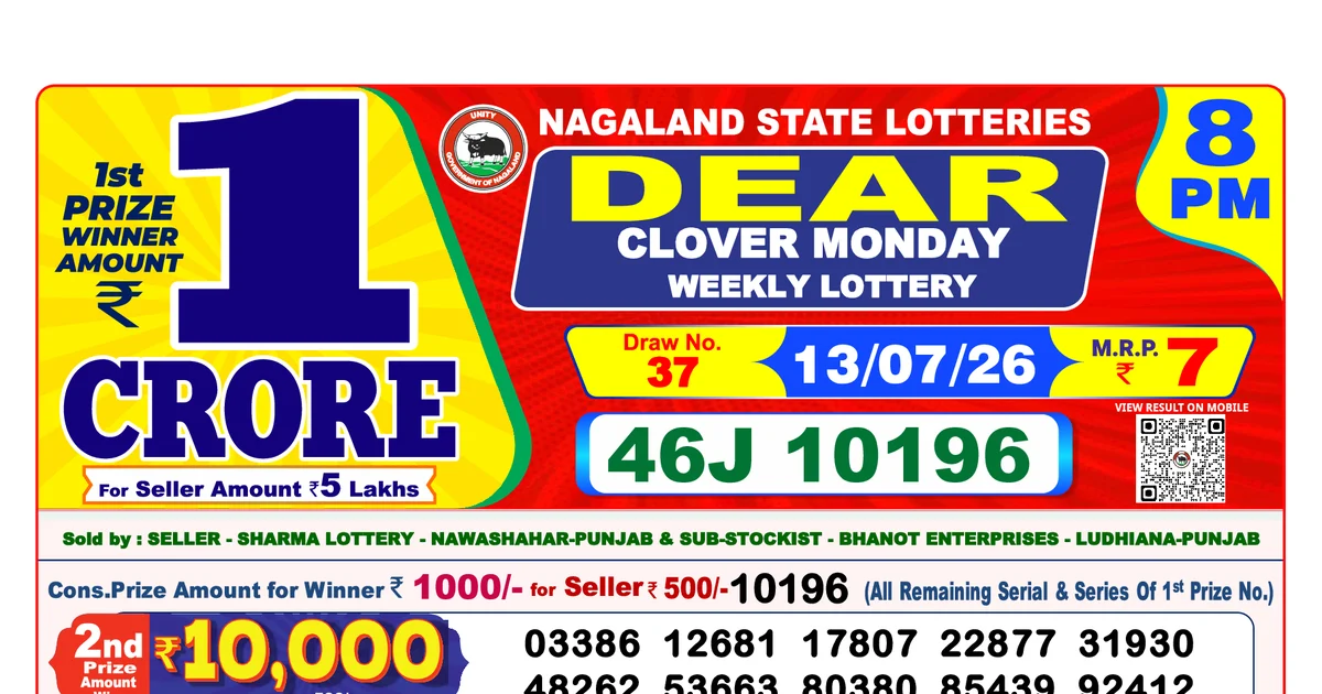 Nagaland State Today Lottery Result 8 PM 13 July 2026