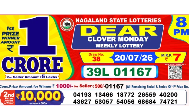 Nagaland State Today Lottery Result 8 PM 20 July 2026