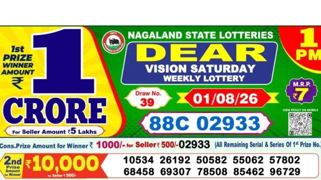 Nagaland State Today Lottery Result 1 PM 1 August 2026