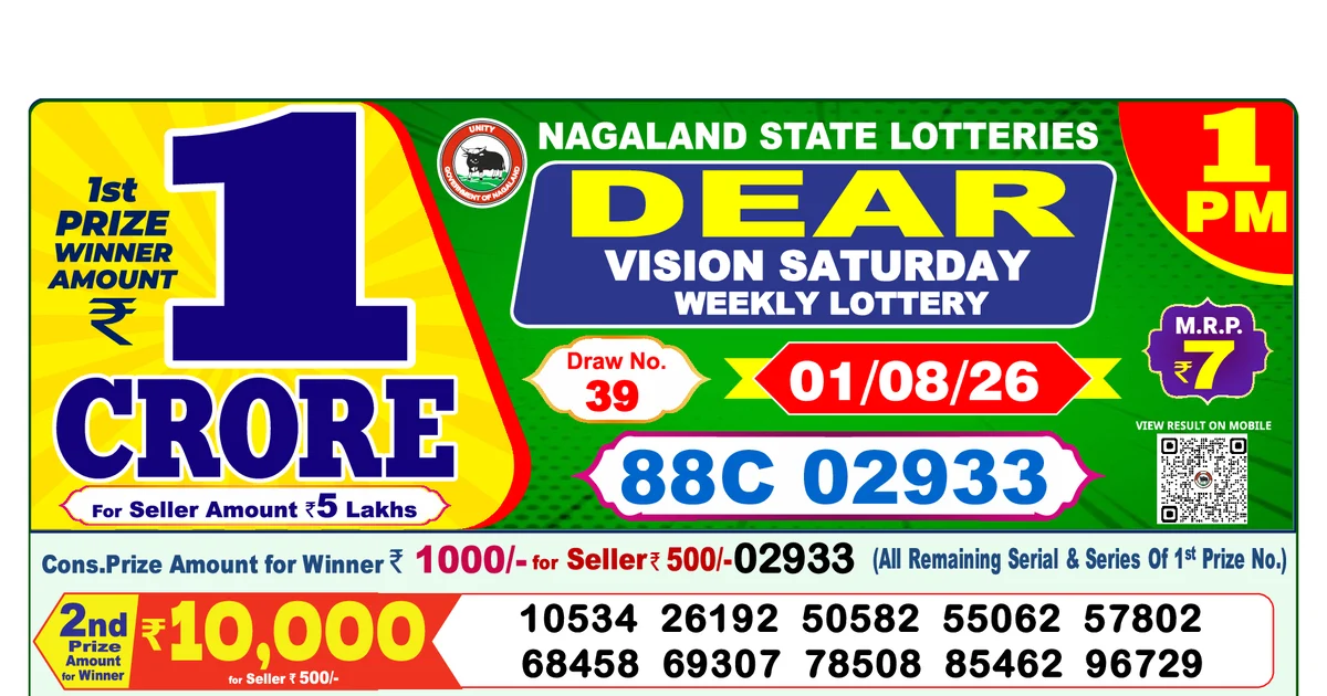 Nagaland State Today Lottery Result 1 PM 1 August 2026