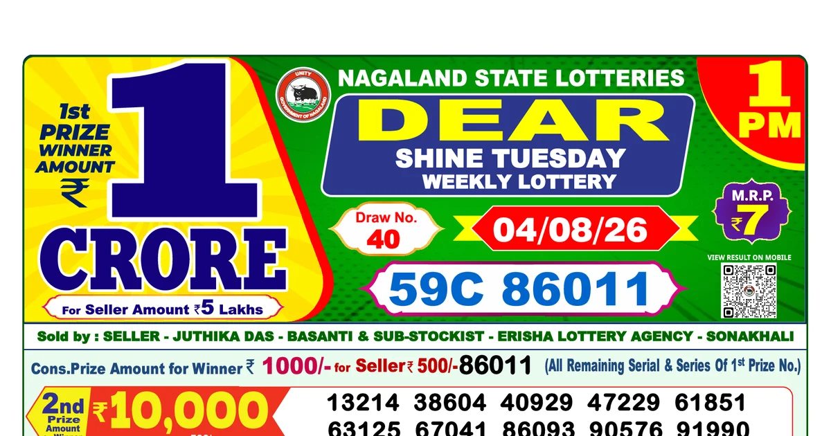 Nagaland State Today Lottery Result 1 PM 4 August 2026