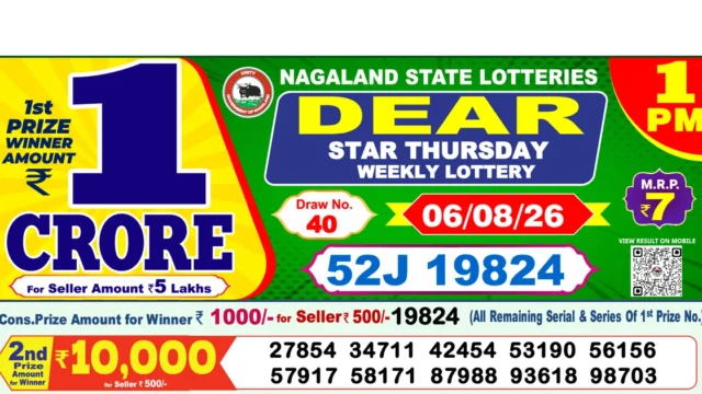 Nagaland State Today Lottery Result 1 PM 6 August 2026