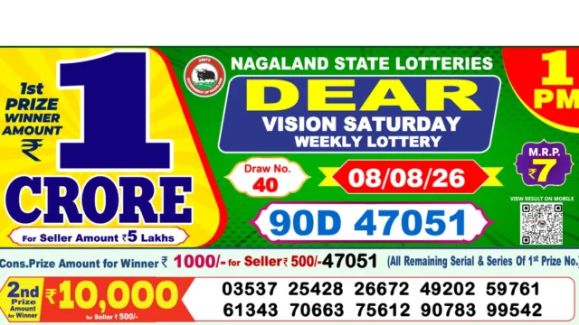 Nagaland State Today Lottery Result 1 PM 8 August 2026