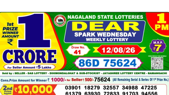 Nagaland State Today Lottery Result 1 PM 12 August 2026