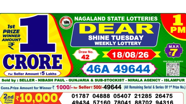 Nagaland State Today Lottery Result 1 PM 18 August 2026