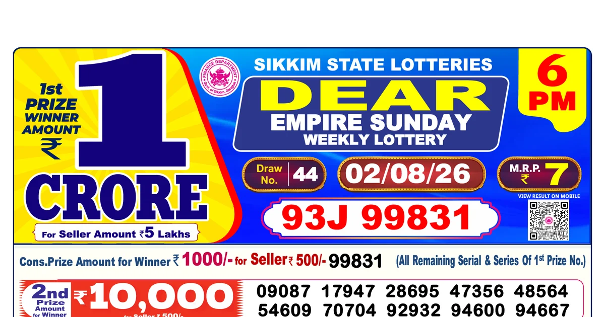 Nagaland State Today Lottery Result 6 PM 2 August 2026