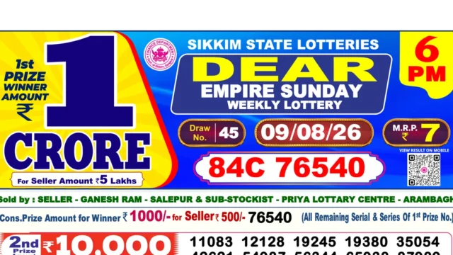 Nagaland State Today Lottery Result 6 PM 9 August 2026