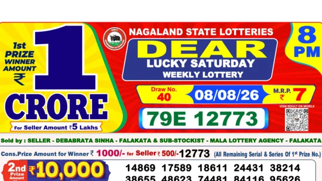 Nagaland State Today Lottery Result 8 PM 8 August 2026
